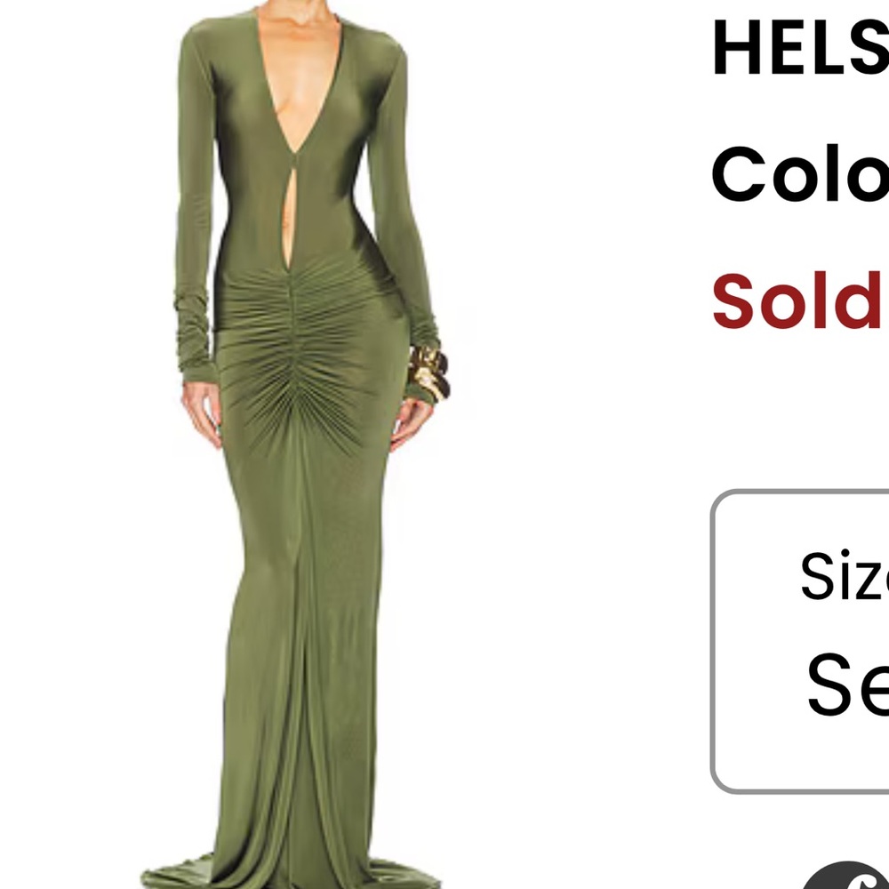 REVOLVE Green Ruched Long Sleeve Plunge Dress